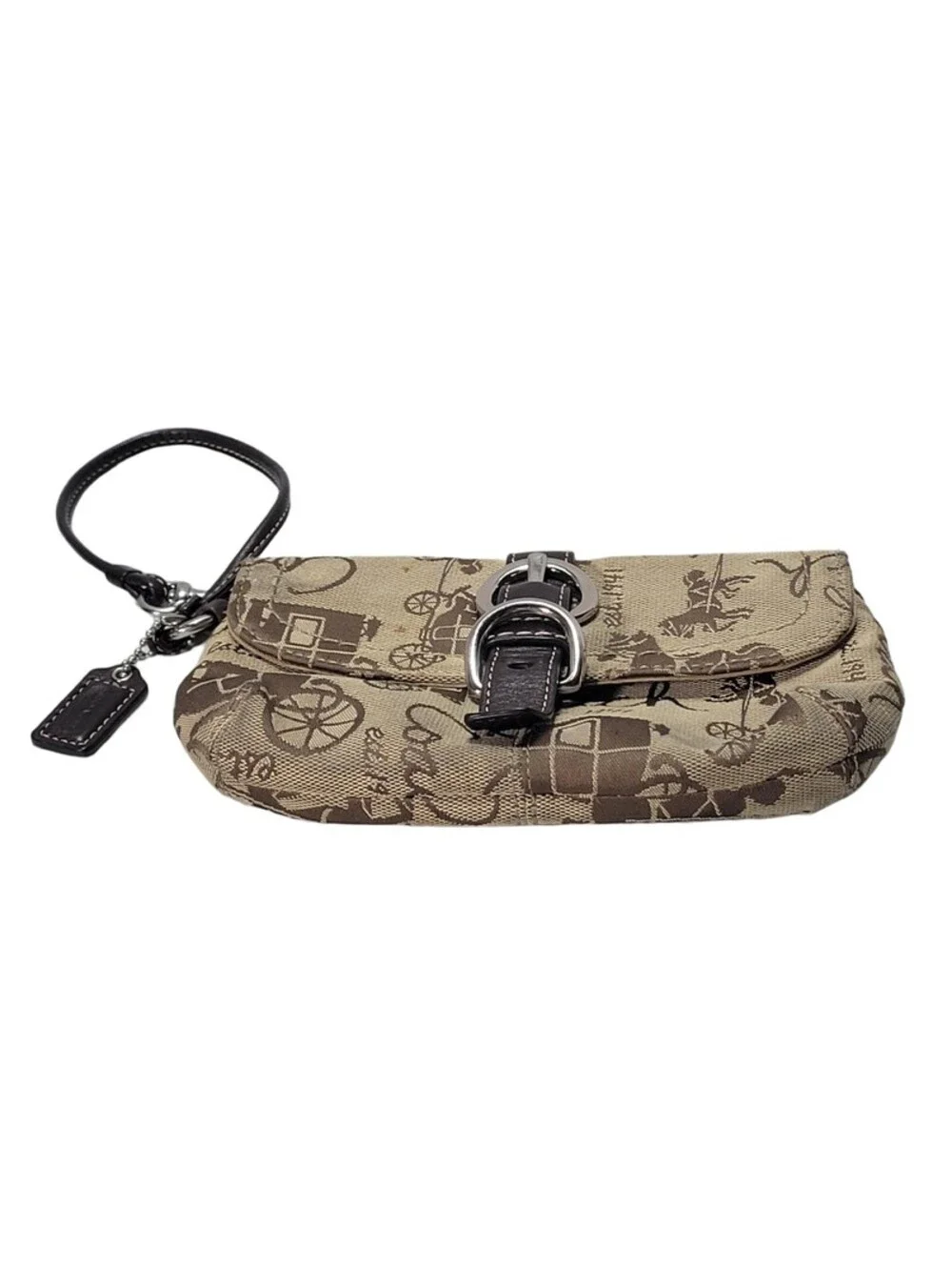 Coach Chelsea Large Wristlet Horse & Buggy Brown & Tan F43370